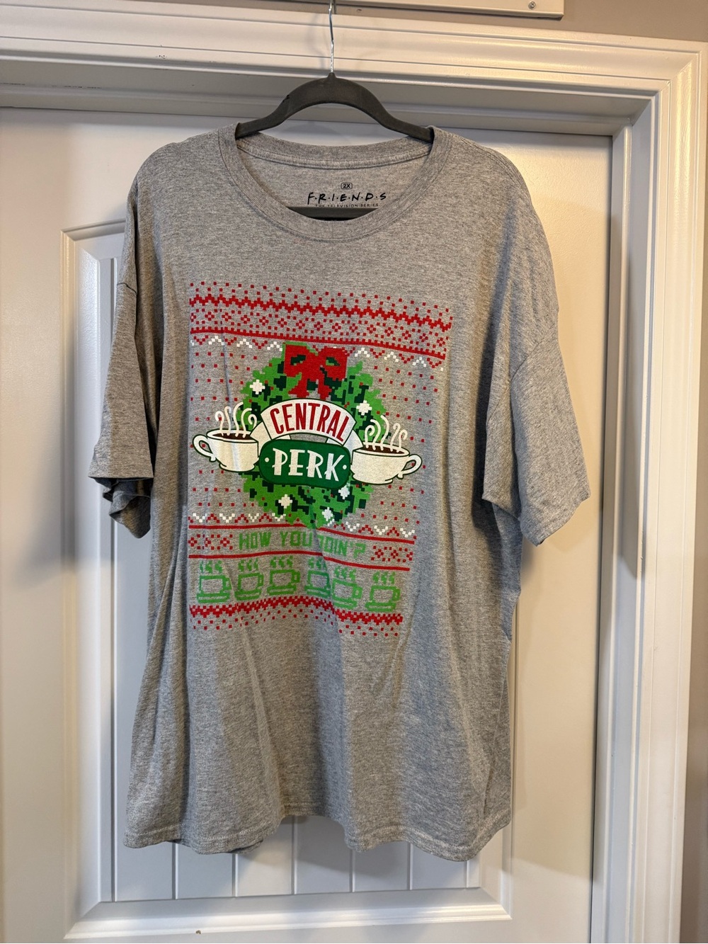 FRIENDS Christmas Heather Gray Logo T-Shirt